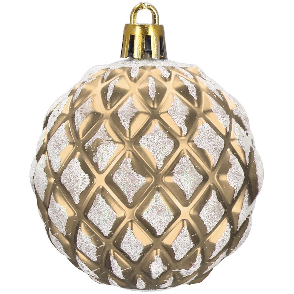 Set globuri de Craciun cu modele de sarbatori, 30 bucati, 6cm, auriu