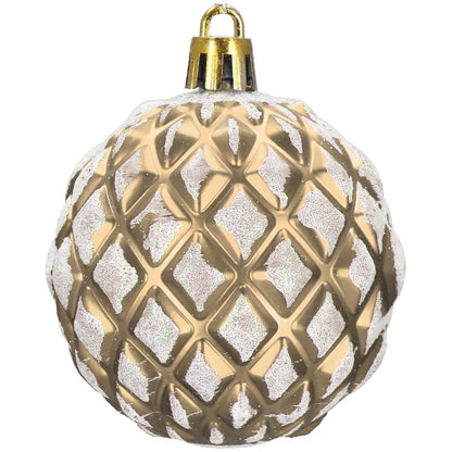 Set globuri de Craciun cu modele de sarbatori, 30 bucati, 6cm, auriu