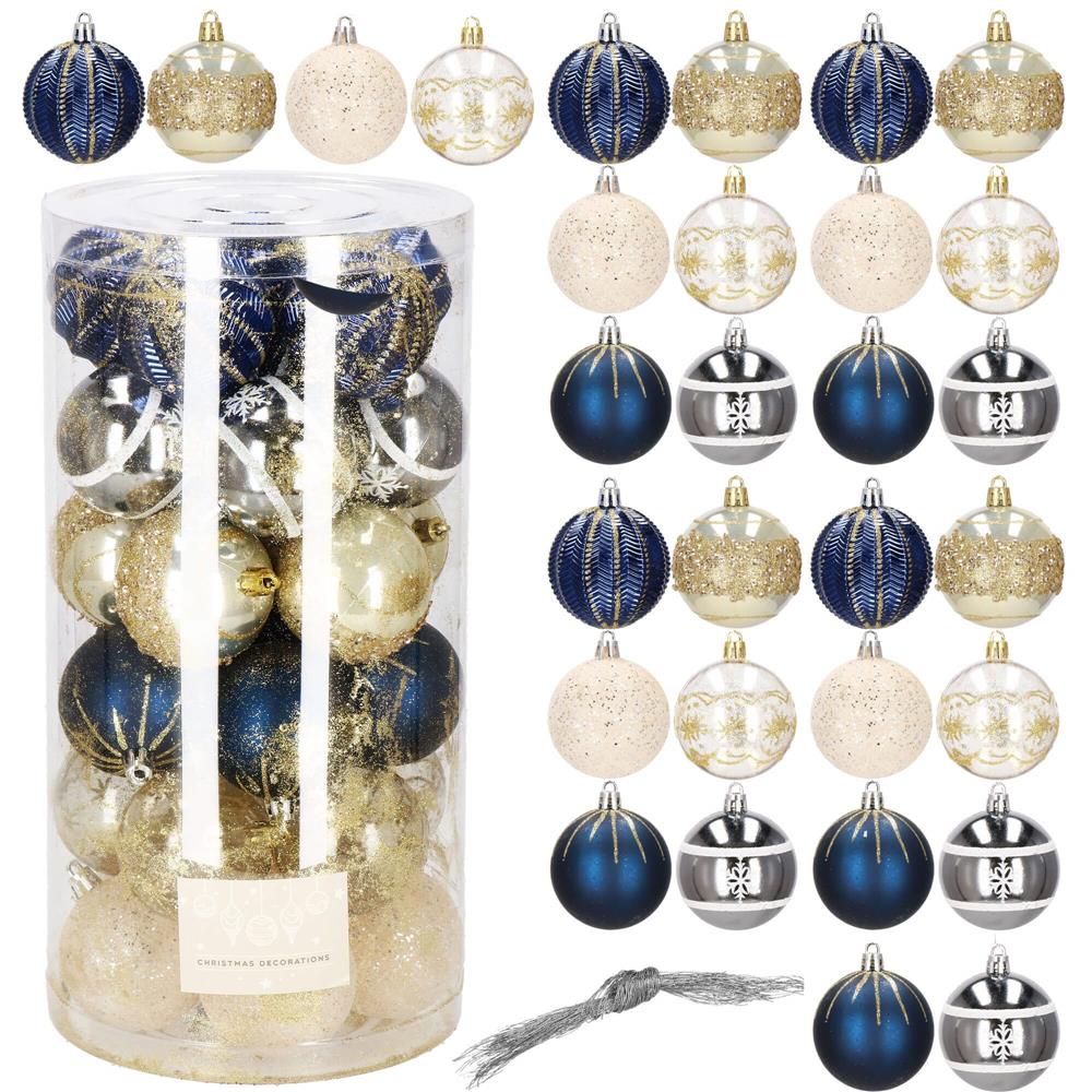 Set globuri de Craciun cu modele de sarbatori, 30 bucati, 6cm, multicolor