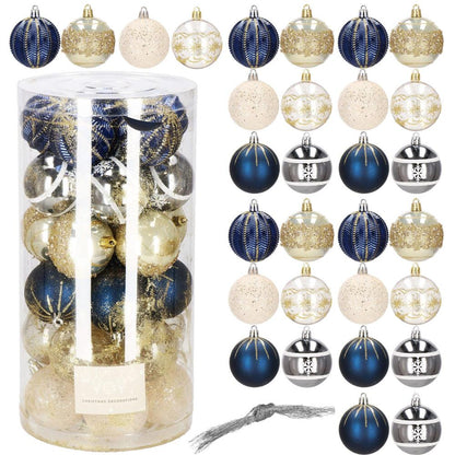 Set globuri de Craciun cu modele de sarbatori, 30 bucati, 6cm, multicolor