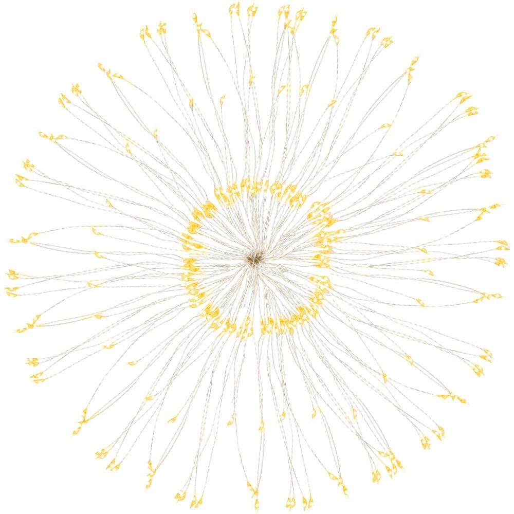 Instalatie lumina decorativa STAR cu 100 LED-uri, diametru 40cm, telecomanda, iluminare galbena