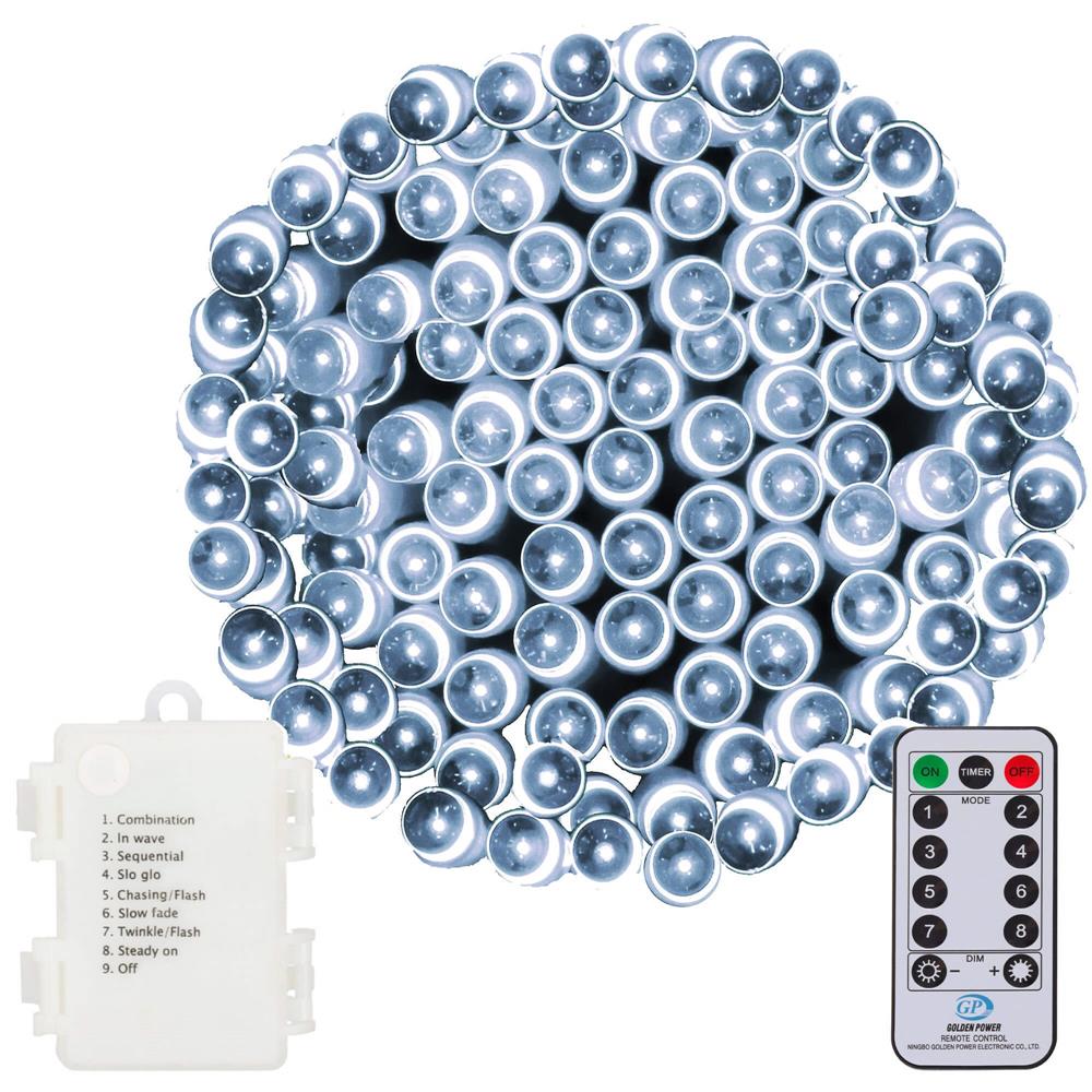 Instalatie lumini de exterior pentru gradina, 10.5 metri, 100 LED-uri, cu baterii, alb