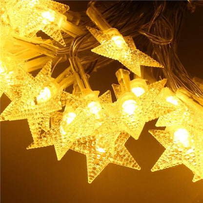 (DL) Instalatie stelute luminoase pentru gradina, 5 metri, 50 LED-uri, cu baterii, galben