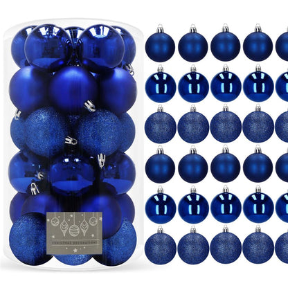Set globuri de Craciun, 30 bucati, 3 modele, 6cm, albastru