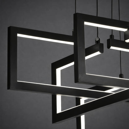 Lustra LED cu telecomanda ,Suspendata 98W, 4 Elemente, lumina Rece/Calda/Neutra, Dimabila, Inaltime Reglabila, Negru