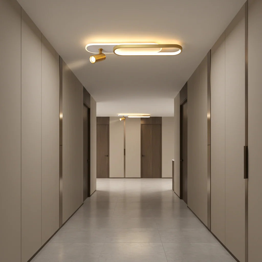 Lustra LED cu Proiector Reglabil FISSO Camilla, 49W, lumina Rece/Calda/Neutra, Auriu Lucios