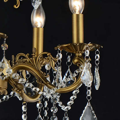 Candelabru SANSSOUCI Royal 12xE14 Metal si Cristal Inaltime Reglabila Alama Antichizata