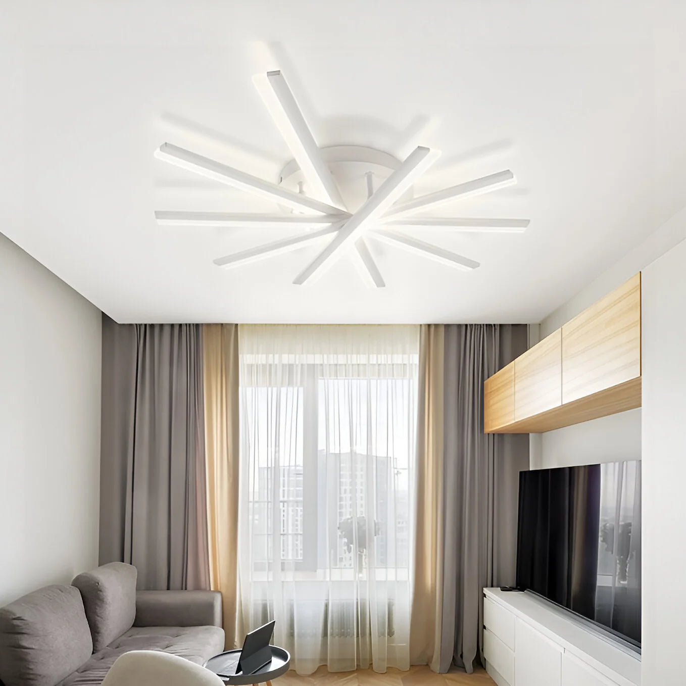 Lustra LED cu telecomanda ZOE, 67W, lumina Rece/Calda/Neutra, Dimabila, Alb