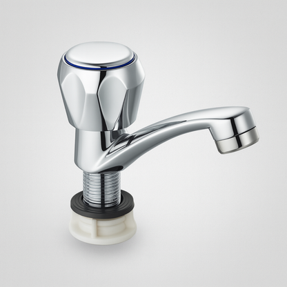 Robinet baie cu montaj pe chiuveta, apa rece, un singur maner, crom lucios – culoare argintie – RegalStore, iluminat int