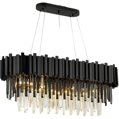 Candelabru Cristal BLOIS Eleganza 10xE14, Diametru 75cm, Negru, Inaltime Reglabila