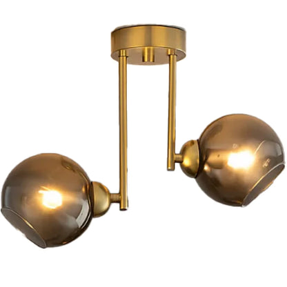Lustra cu bec moderna MODUS, 2x E27, Gri Inchis, Auriu, Metal