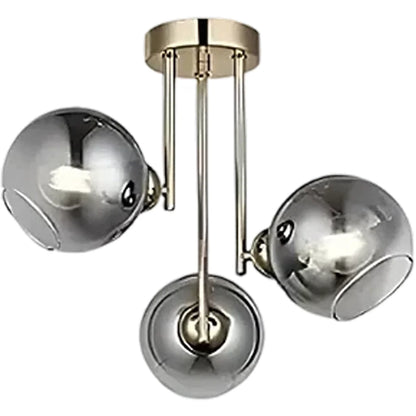 Lustra cu bec moderna MODUS, 3x E27, Gri Inchis, Auriu, Metal