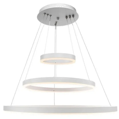 Lustra LED suspendata cu telecomanda SERENA 84W, 3 Cercuri, lumina Rece/Calda/Neutra, Dimabila, Alb, Inaltime Reglabila