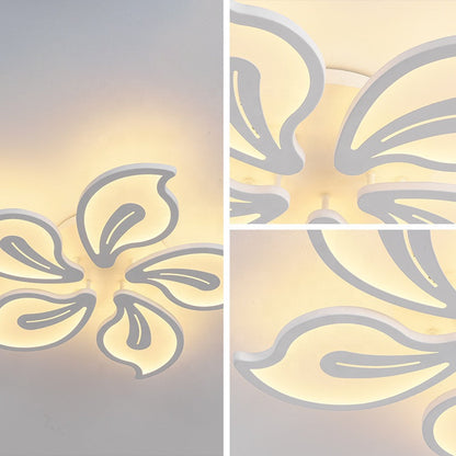 Lustra LED cu Telecomanda JASMINE 73W 5 Petale Lumina Rece/Calda/Neutra Dimabila Alb – lustră LED, culoare albă, cu tele