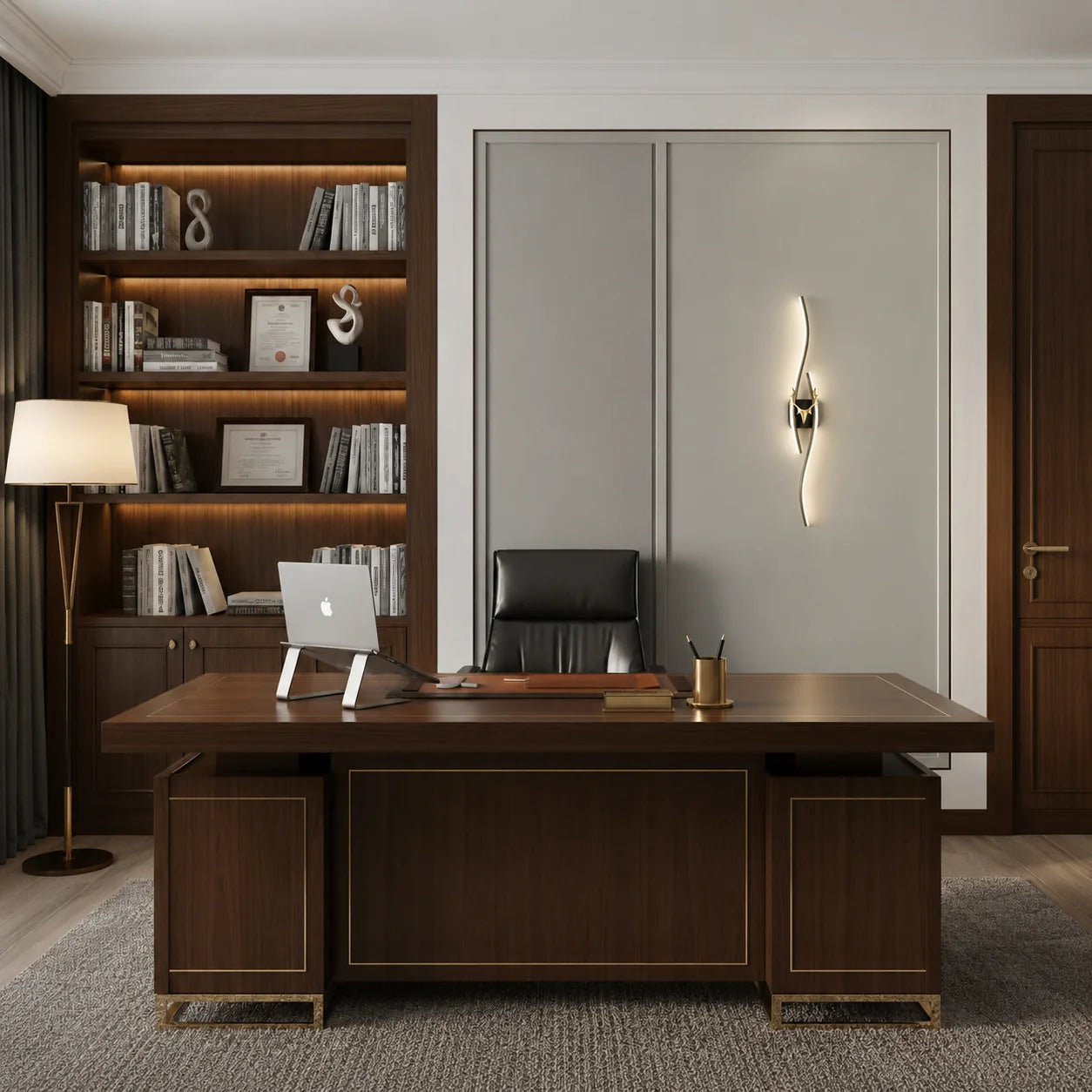 Aplica LED Decorativa FYAN, 48W, 59x14cm, Lumina Calda / Neutra/ Rece, Auriu, Metal si Acril