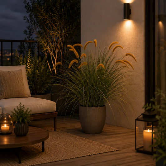 Planta Artificiala Iarba Ornamentala Tip Coada de Vulpe, 100cm, Iarba curbata cu Spice, Verde si Galben, Fara Ghiveci