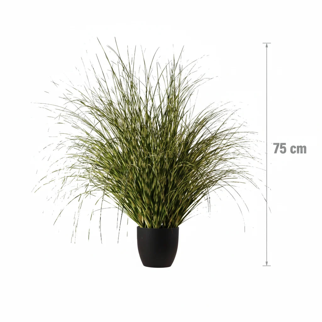 Planta Artificiala Iarba Ornamentala, 75 cm, cu Frunze Vargate, Verde, Fara Ghiveci