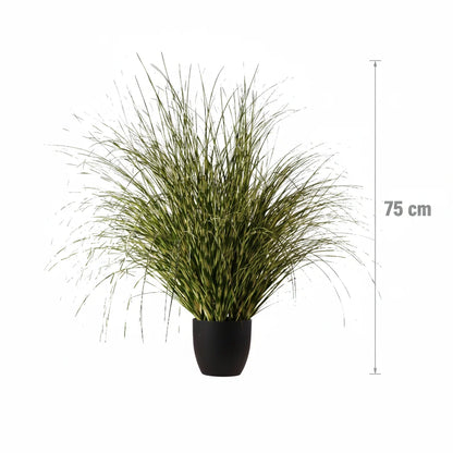 Planta Artificiala Iarba Ornamentala, 75 cm, cu Frunze Vargate, Verde, Fara Ghiveci