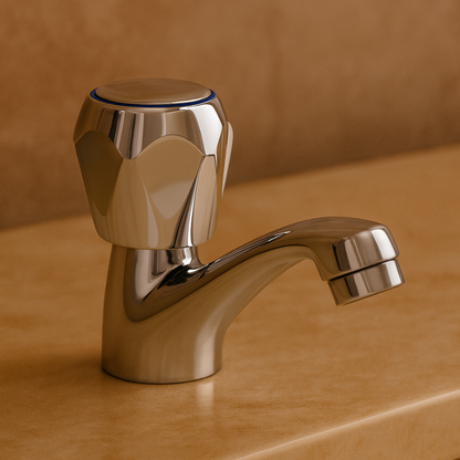 Robinet baie cu montaj pe chiuveta, apa rece, un singur maner, crom lucios – culoare argintie – RegalStore, iluminat int