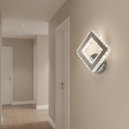 Aplica LED AP2881 cu Cristale, Patrat, 23.4W, Lumina Rece/Calda/Neutra, Crom Lucios
