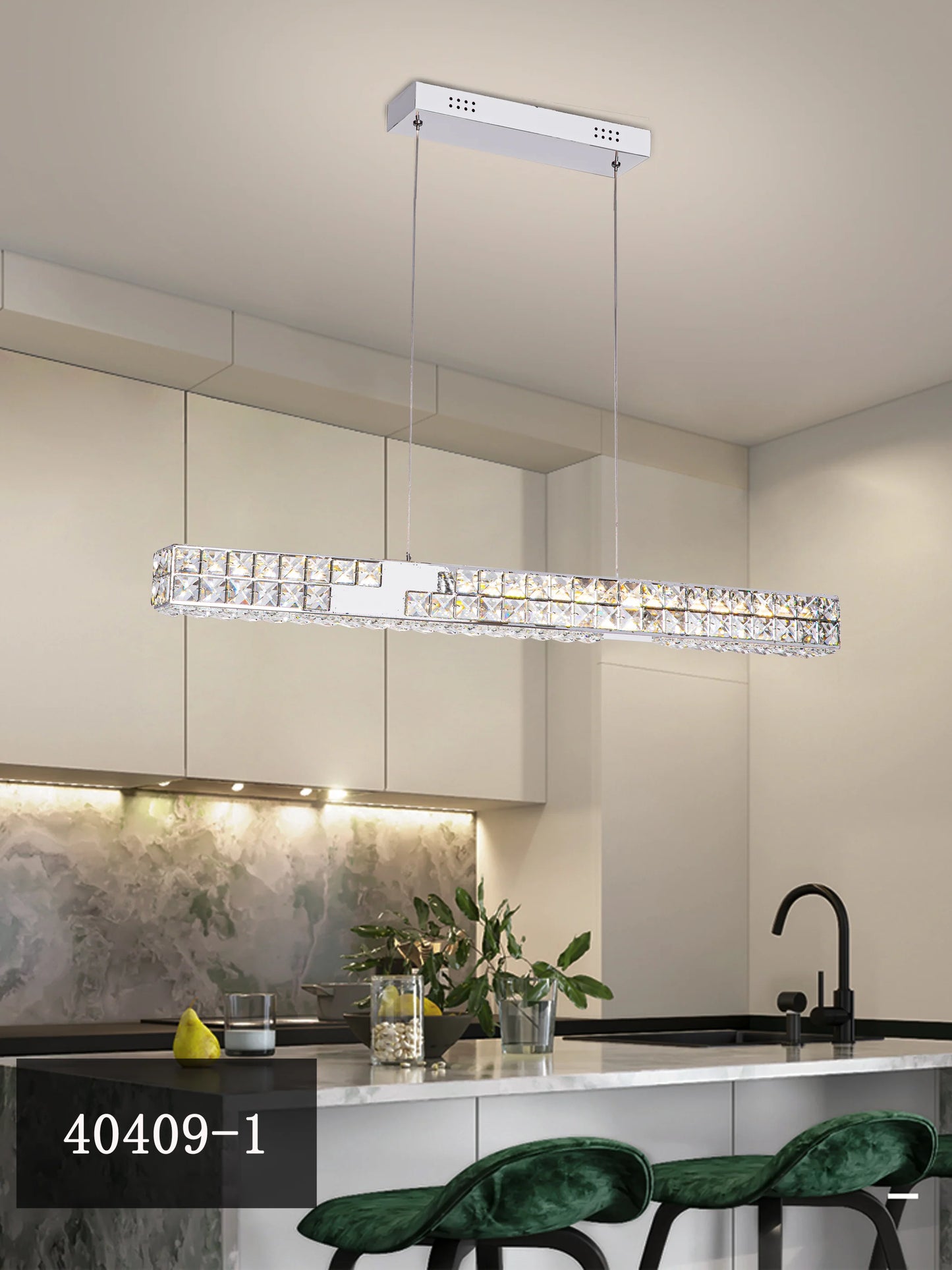 Candelabru LED CC40409/1CH, Diametru 85 cm, Inaltime 120 cm, Lumina Rece/Neutra/Calda, Dimabila, Argintiu, Cristal, Otel