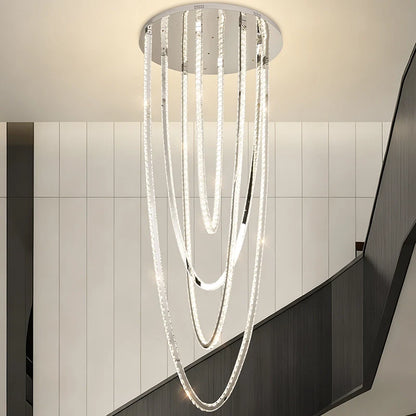 Candelabru LED CC50303/800CH, Diametru 80 cm, Inaltime 200 cm, Lumina Rece/Neutra/Calda, Dimabila, Argintiu, Cristal, Metal