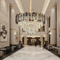 Candelabru Cristal AURUM Eleganza 9xE14, Diametru 50cm, Inaltime 35cm, Auriu Lucios, Inaltime Reglabila, Design Elegant