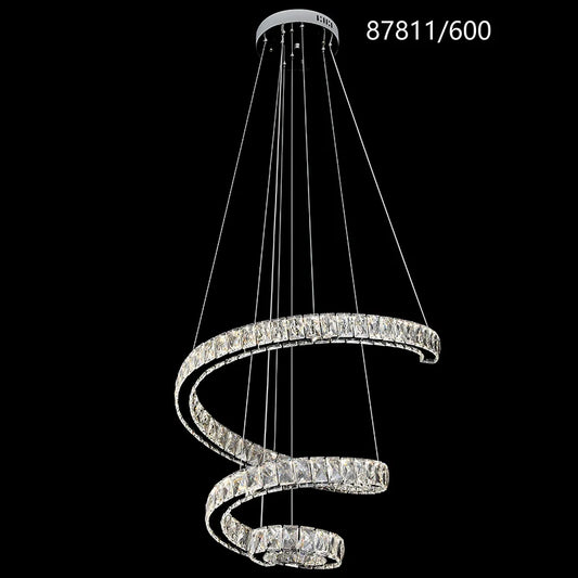Candelabru LED TWIST, Diametru 60 cm, Inaltime 120 cm, Lumina Rece/Neutra/Calda, Dimabila, Argintiu, Cristal, Otel