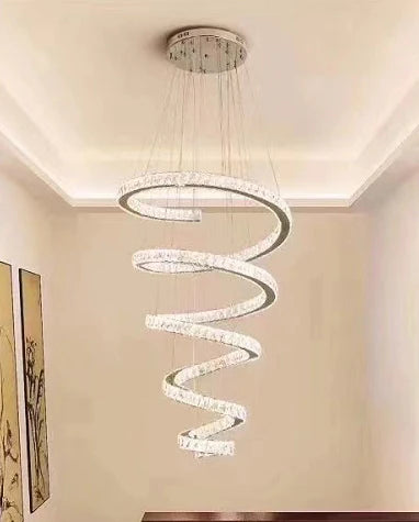 Candelabru LED TWIST, Diametru 80 cm, Inaltime 150 cm, Lumina Rece/Neutra/Calda, Dimabila, Argintiu, Cristal, Otel
