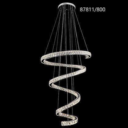 Candelabru LED TWIST, Diametru 80 cm, Inaltime 150 cm, Lumina Rece/Neutra/Calda, Dimabila, Argintiu, Cristal, Otel