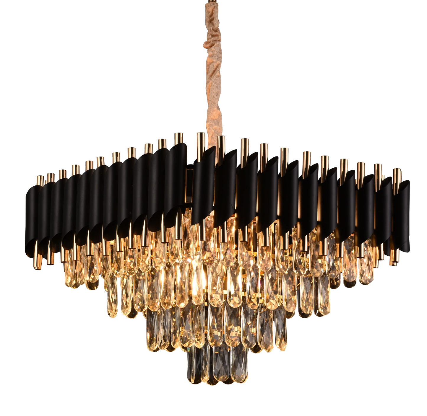Candelabru Cristal VERSAILLES Nobile 5xE14, Diametru 38cm, Inaltime 35 cm Reglabila, Auriu, Negru, Metal, Cristal