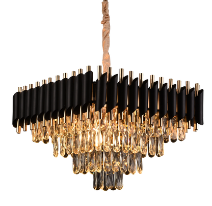 Candelabru Cristal VERSAILLES Nobile 5xE14, Diametru 38cm, Inaltime 35 cm Reglabila, Auriu, Negru, Metal, Cristal