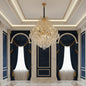 Candelabru Cristal KONIG Supremo, 24xE14, D100 cm, Auriu, Inaltime Reglabila, Metal si Cristal