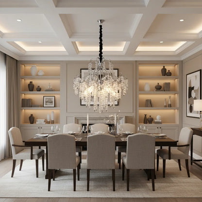 Candelabru Cristal PUBU Eleganza, 5x E14, Diametru 50cm, Crom