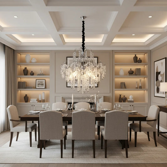Candelabru Cristal PUBU Eleganza, 5x E14, Diametru 50cm, Crom