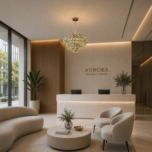 Candelabru Cristal HERT Magno, 70W, 6xE14, Lumina Rece/Calda/Neutra, Inaltime Reglabila, Metal si Cristal, Auriu
