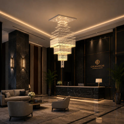 Candelabru Cristal LED 80W Conti Auriu 60cm