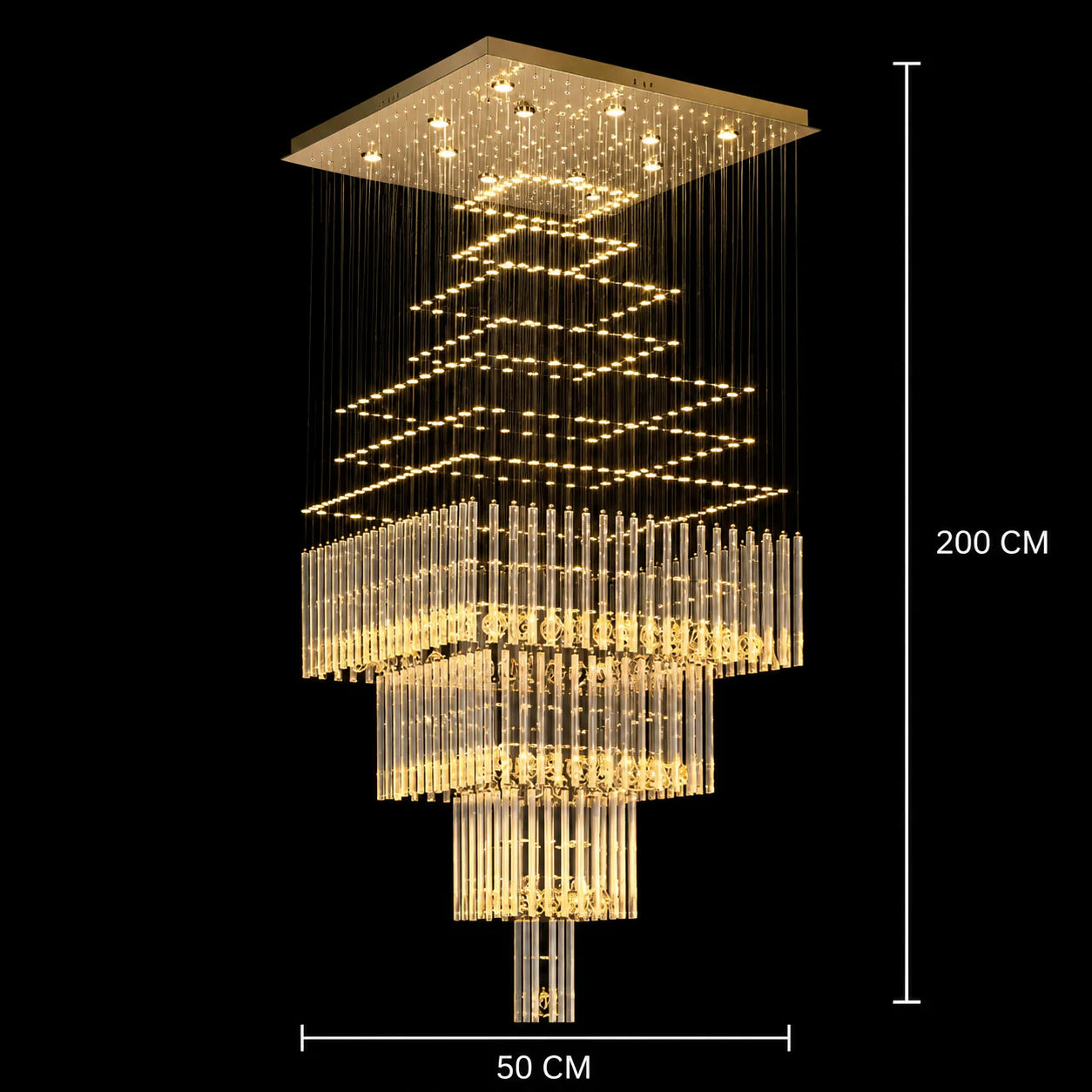 Candelabru Cristal LED 80W Conti Auriu 60cm