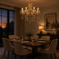 Candelabru Cristal PSE Supremo, 12xE14, D88cm, Inaltime Reglabila, Metal si Cristal, Auriu