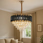 Candelabru Cristal VERSAILLES Eleganza 8x E14, Diametru 50cm, Negru, Auriu Lucios, Inaltime Reglabila