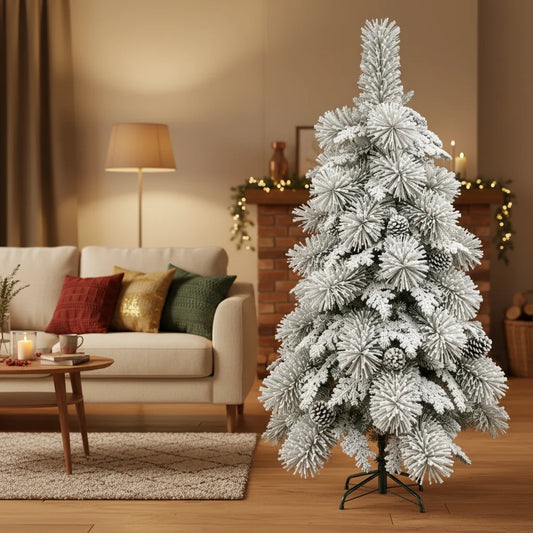 Decoratiune Brad Artificial UPERNAVIK, 180 cm, 550 varfuri, Suport Metalic, Plastic, Verde