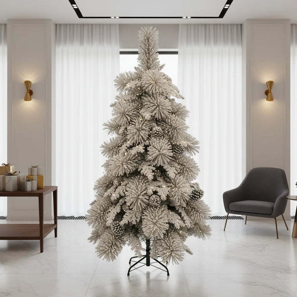 Decoratiune Brad Artificial UPERNAVIK, 180 cm, 550 varfuri, Suport Metalic, Plastic, Verde