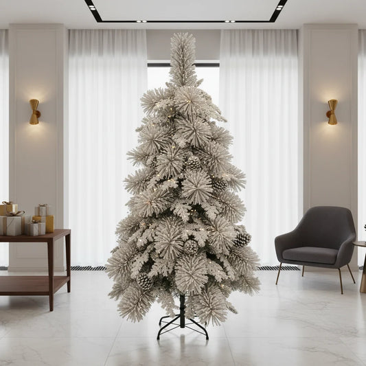 Decoratiune Brad Artificial UPERNAVIK, 180 cm, 550 varfuri, Suport Metalic, Plastic, Verde