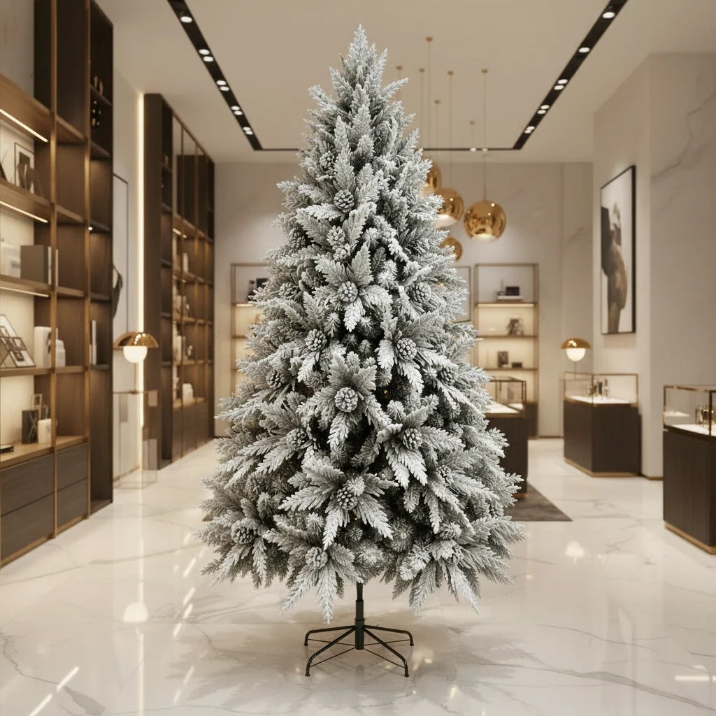 Decoratiune Brad Artificial GLEIS, 210 cm, 1200 varfuri, Suport Metalic, Plastic, Verde