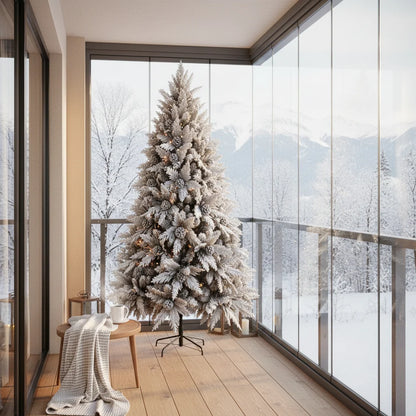 Decoratiune Brad Artificial GLEIS, 210 cm, 1200 varfuri, Suport Metalic, Plastic, Verde