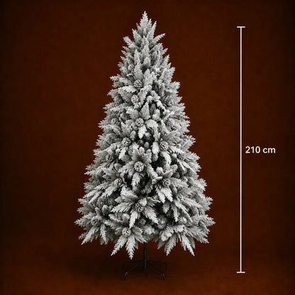 Decoratiune Brad Artificial GLEIS, 210 cm, 1200 varfuri, Suport Metalic, Plastic, Verde