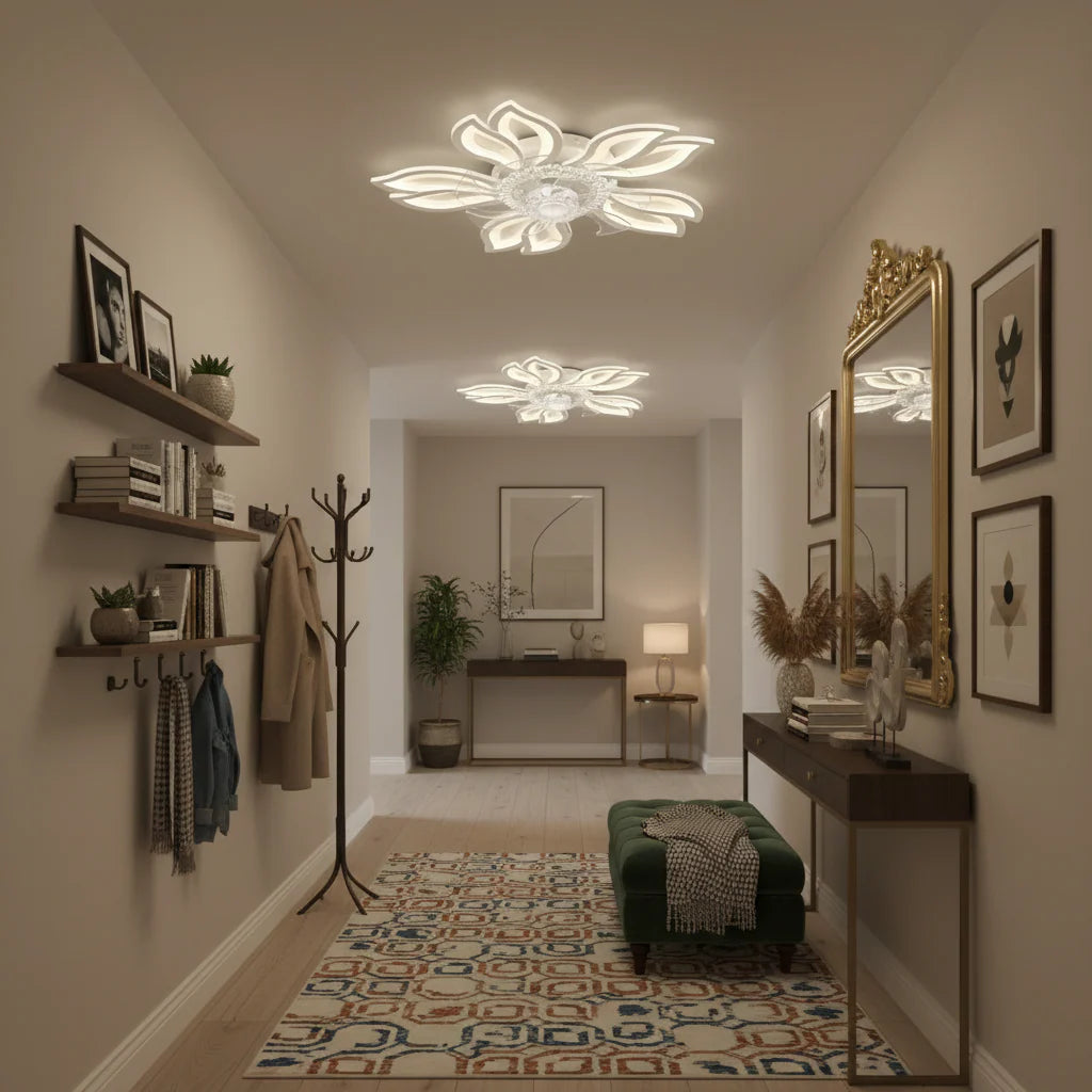 Lustra LED Ventilator ANEMO cu Telecomanda, 30W, D61cm, Lumina Rece/Neutra/Calda, Metal si Plastic, Alb