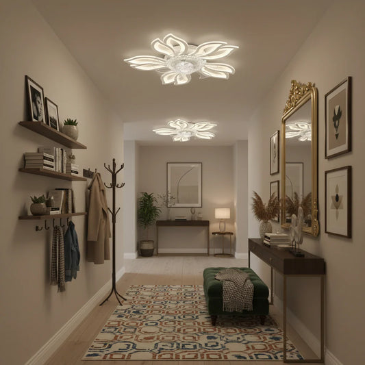 Lustra LED Ventilator ANEMO cu Telecomanda, 30W, D61cm, Lumina Rece/Neutra/Calda, Metal si Plastic, Alb