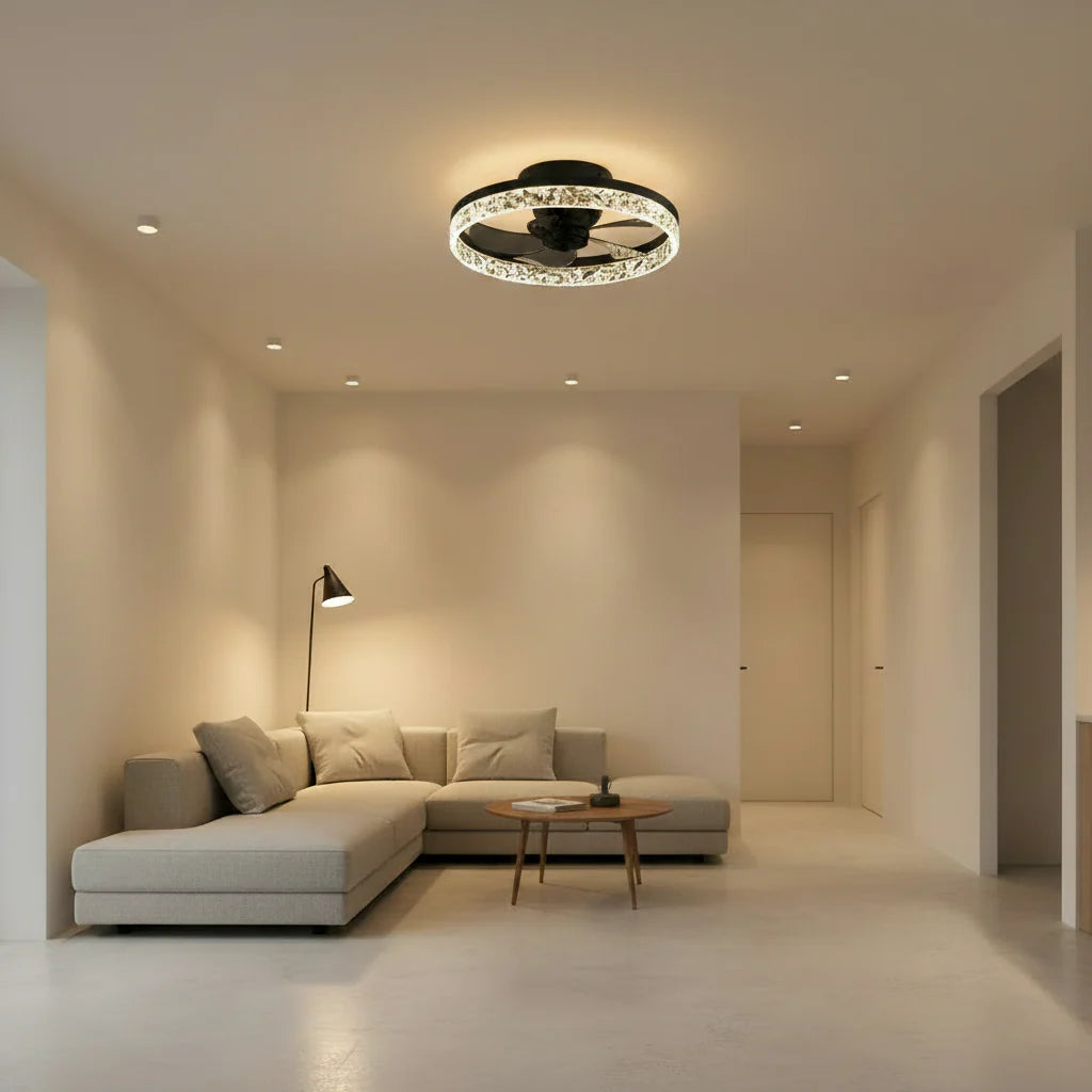 Lustra LED VEYA cu Telecomanda, 38W, D50cm, Lumina Rece/Neutra/Calda, Metal si Plastic, Negru