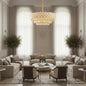 Candelabru Cristal PETAL Regalis 15xE14, D80 cm, Auriu, Inaltime Reglabila, Metal si Cristal